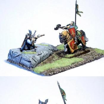 Duel - Bretonnia and Dwarf Hero by LaurelinM