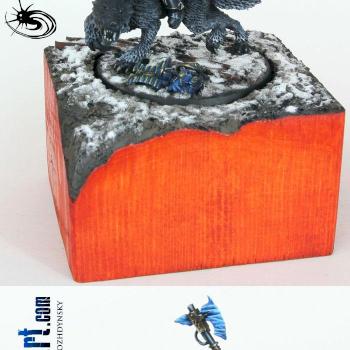 Wolf Lord on Thunderwolf (Black Style, with plinth) by MadFlyArtStudio