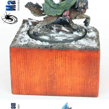 Wolf Lord on Thunderwolf (Red Style, with plinth) by MadFlyArtStudio