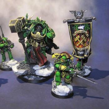 Vulkan, Primarch of the Salamanders Space Marine Legion, and Command Retinue by TheWarmastersRevenge