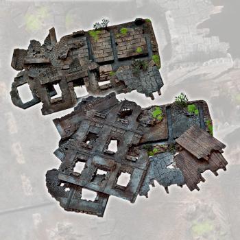 4x MULTIPLE RUINED BUILDINGS BOX w40k, mordheim scenery terrain by studiolevel