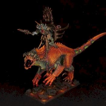 Lizardmen Saurus Oldblood on Carnosaur by Awaken Realms