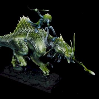 Lizardmen Skink Oracle on Troglodon by Awaken Realms