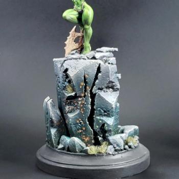 Female Orc on Rock Column by Down13