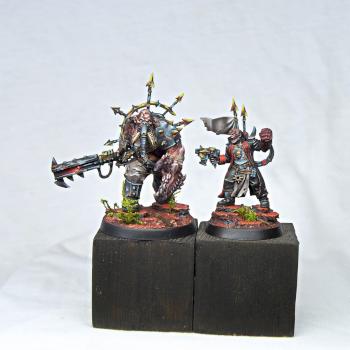 Traitor Commissar and  Chaos Ogryn by pentafigs