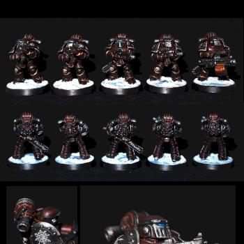 Chaos Marines Word Bearers in MkIII Power Armour by peckersaurus