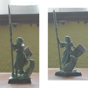 High elves Spahery spearman Champion green/ Campeon de los lanceros de Saphery by juza