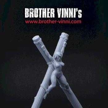 Woman at saltire (sculpting) by Brother Vinni