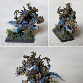 Lizardmen Saurus Hero on Cold One by Comitiva Carmina
