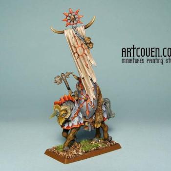 Mounted Chaos Standard Bearer by artcoven