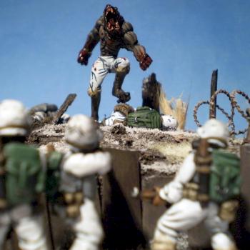 Werewolf attack diorama closeup by Anatoli