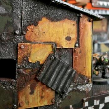 Close up of scrap metal plating by Terraformer