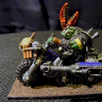 Ork Warboss on bike by geordiekimbo
