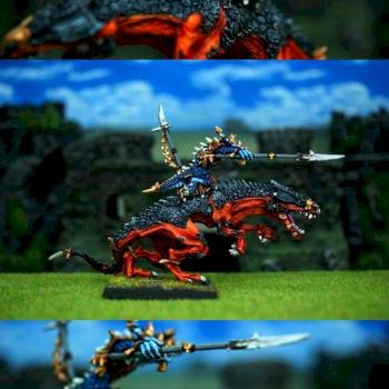 Warhammer MPG Painted Lizardmen Kroq-Gar on Carnosaur by miss painting