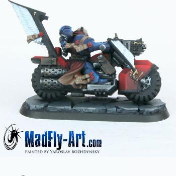 Blood Angels Librarian on Bike by MadFlyArtStudio