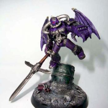 Winged Chaos Space Marine with lance by klausdemon