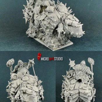 Ogre Kingdoms Tyrant on Rhinox by Lasota