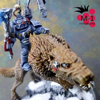 Space Wolves Iron Priest on Thunderwolf by malinek28