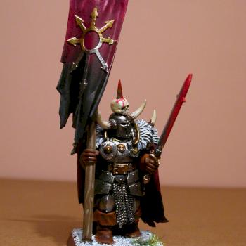 Varg White Wolves Chaos Warrior standard bearer by mrpear