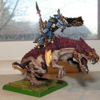 Loq-Gar on his Carnosaur by dunedain1108