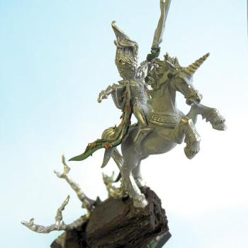 Unpainted Wood Elf Spellsinger on Unicorn conversion by drsquid