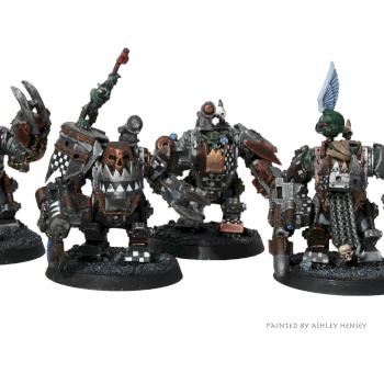 Ork Nobz in Mega Armour by ashley hensey