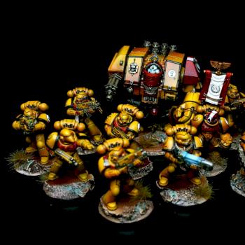 Imperial Fists Tactical Squad and Dreadnought by goblet