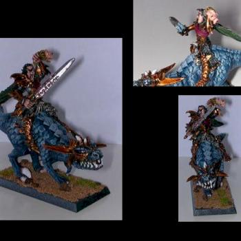 Dark Elf Noble on Cold One by FireBlade89