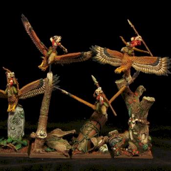 Wood elf warhawk riders by HellfireStudio