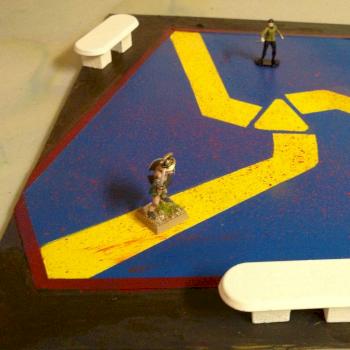 Scratch-built Terrain: Star Trek Gamesters of Triskelion arena for 25/28mm by Byteknight