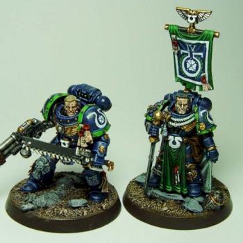 Ultramarines Capt.Ventris & Vet.Sgt.Pasanius by cyphercodicer83