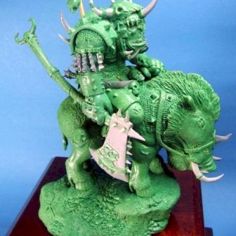 Mounted Orc Warlord Sculpture/Green - 75mm Scale by thistledoo minis
