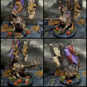 Moonclan general battle standard bearer on giant Squig by Maho