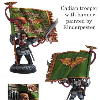 Cadian trooper with banner by Rinderpester
