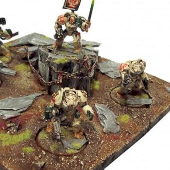 Deathwing Terminators on display base by 40kdarkangels