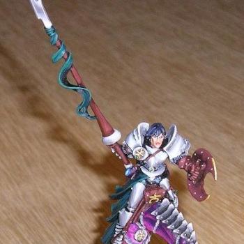Dark Elf Anointed mounted on steed of Slaneesh by franz76