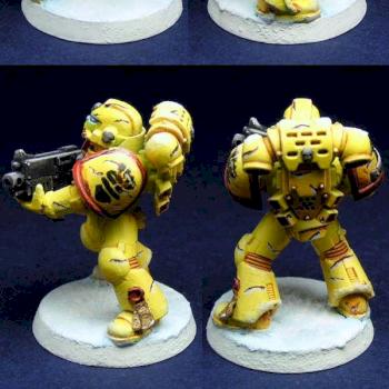 Imperial Fist Space marine on snow by Juan