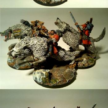 Thunderwolf Cavalry on Masquerade wolves with MicroArt Studios Fenrisian Wolf bodyguard by markotan