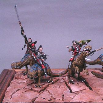 Dark Elf Cold One knights - self sculpted GD germany 2005 silver by degra