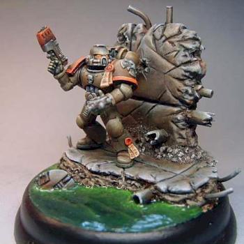 space marine with scratchbuilt base by fix