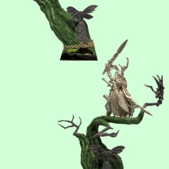 Wood Elf Waywatcher Noble on Big Tree Base before painting by ilBOW