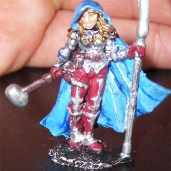Eldris: Aasimar cleric made from Maralise Moonscythe Reaper model conversion by destructorprime