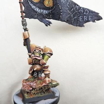 Orc standard bearer in gold armor by RaINqer