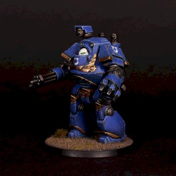 Ultramarine Contemptor Dreadnought, magnetized, battle damaged by dimoni777