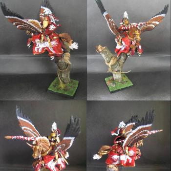 Warhammer Bretonnian Champion Pegasus Knight of Unicorn by tinman755