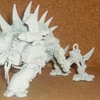 Warhammer 40k Chaos possessed Dreadnought/spined beast by DRONELORD