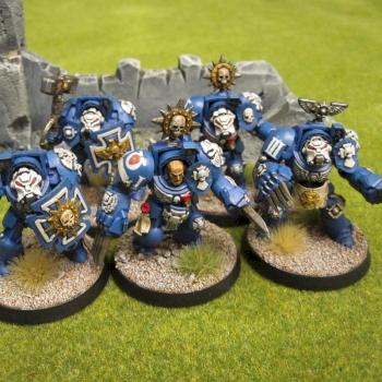Ultramarines Terminator Assault Squad by RavensNestPainting