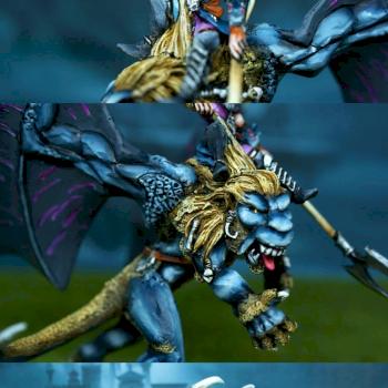 DE03 Warhammer MPG Painted Dark Elf Beastmaster Manticore by miss painting