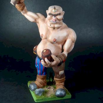 Giant with rude goblin companion by red robin