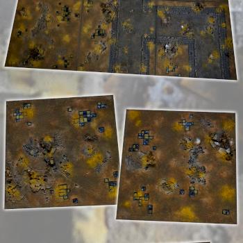 WINTER MODULAR 72x48 DESERT TOWN GAMEBOARD wip rusty details scenery terrain by studiolevel